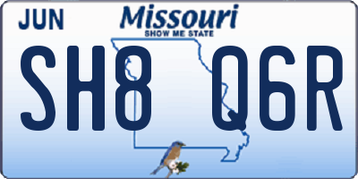 MO license plate SH8Q6R