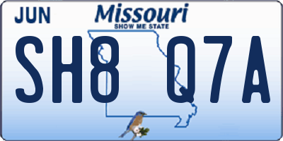 MO license plate SH8Q7A