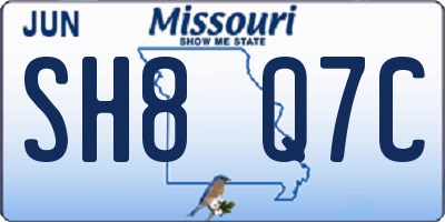 MO license plate SH8Q7C