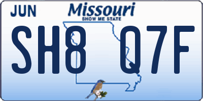 MO license plate SH8Q7F