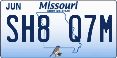 MO license plate SH8Q7M