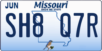 MO license plate SH8Q7R