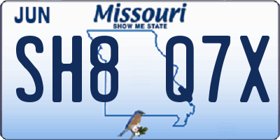 MO license plate SH8Q7X