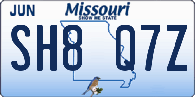 MO license plate SH8Q7Z