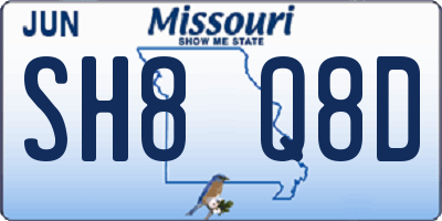 MO license plate SH8Q8D