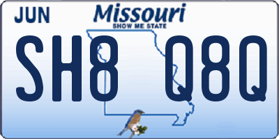 MO license plate SH8Q8Q