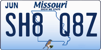 MO license plate SH8Q8Z