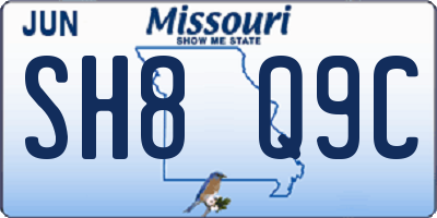 MO license plate SH8Q9C