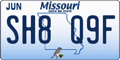 MO license plate SH8Q9F