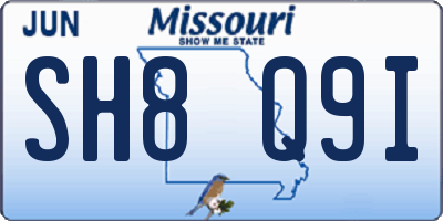 MO license plate SH8Q9I