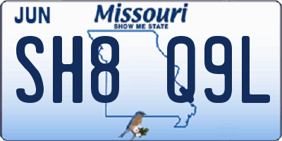 MO license plate SH8Q9L