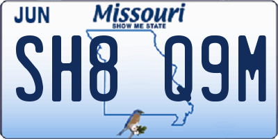 MO license plate SH8Q9M