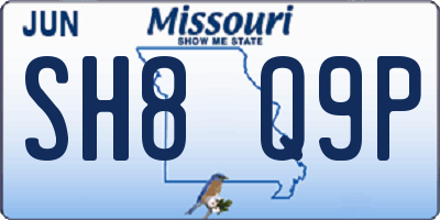 MO license plate SH8Q9P