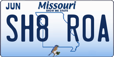 MO license plate SH8R0A