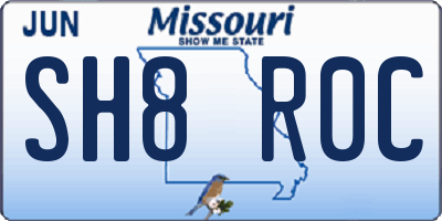 MO license plate SH8R0C
