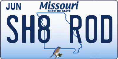 MO license plate SH8R0D