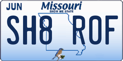 MO license plate SH8R0F