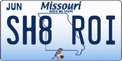 MO license plate SH8R0I