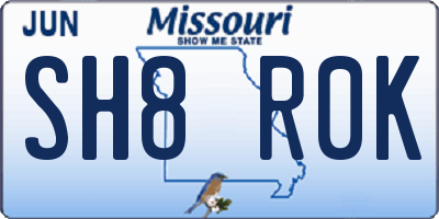 MO license plate SH8R0K