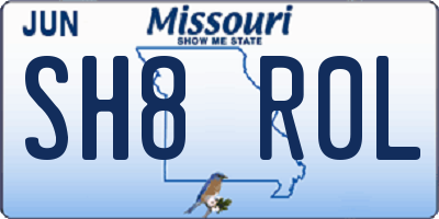 MO license plate SH8R0L
