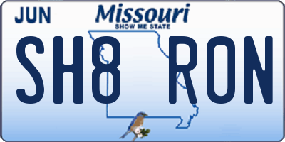 MO license plate SH8R0N