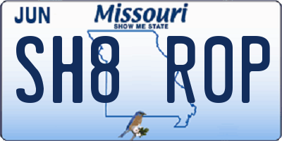 MO license plate SH8R0P