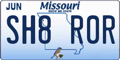 MO license plate SH8R0R
