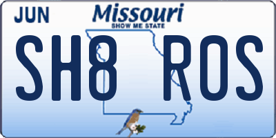 MO license plate SH8R0S