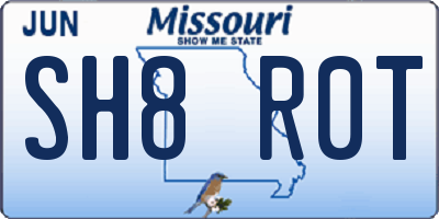 MO license plate SH8R0T
