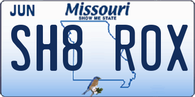 MO license plate SH8R0X