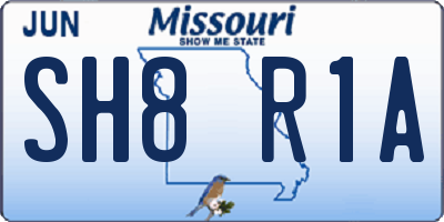 MO license plate SH8R1A