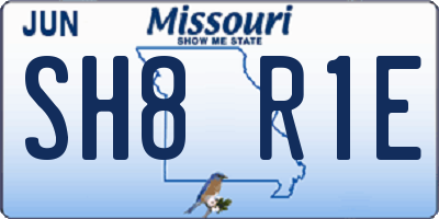 MO license plate SH8R1E