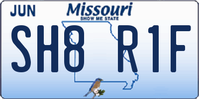 MO license plate SH8R1F
