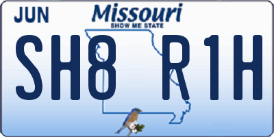 MO license plate SH8R1H