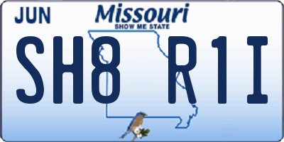 MO license plate SH8R1I