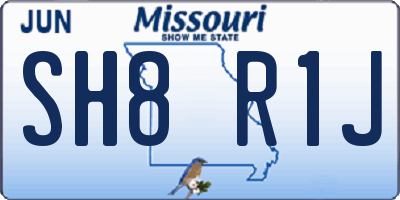 MO license plate SH8R1J