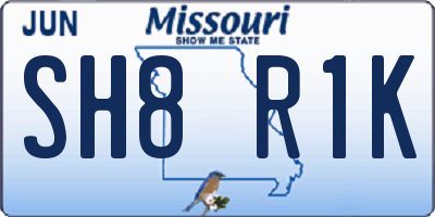 MO license plate SH8R1K