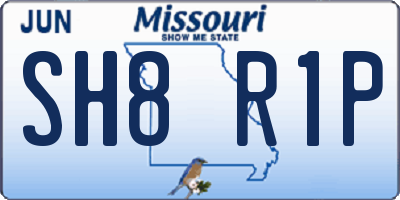 MO license plate SH8R1P