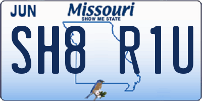 MO license plate SH8R1U