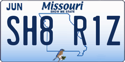 MO license plate SH8R1Z
