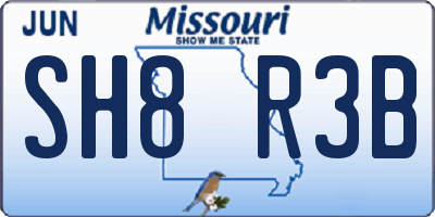 MO license plate SH8R3B