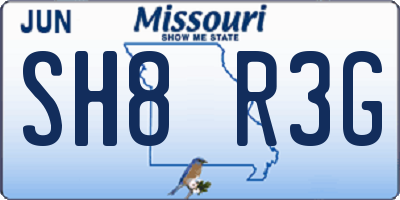 MO license plate SH8R3G