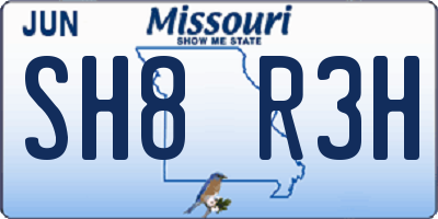 MO license plate SH8R3H