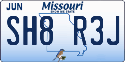MO license plate SH8R3J