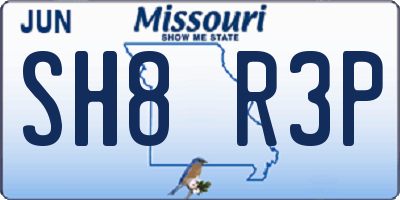 MO license plate SH8R3P