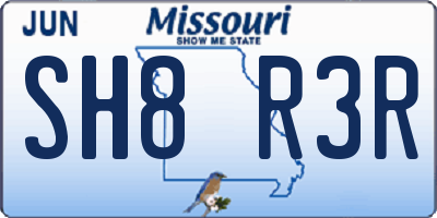 MO license plate SH8R3R
