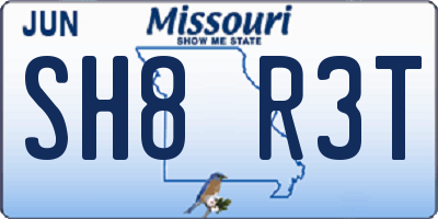 MO license plate SH8R3T