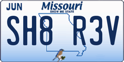 MO license plate SH8R3V