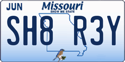 MO license plate SH8R3Y