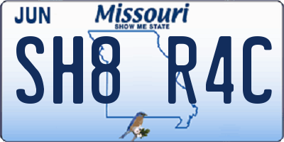 MO license plate SH8R4C